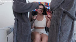 Antonella Jones - Insatiable Colombian Antonella Jones getting oiled up before been fucked by 2 big cocks wiht DP first 